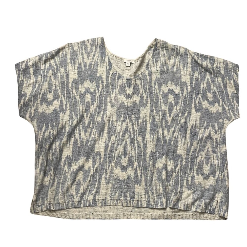 Pure Jill Short-Sleeve Knit Sweater Women's Size 3X Blue White Pullover Casual